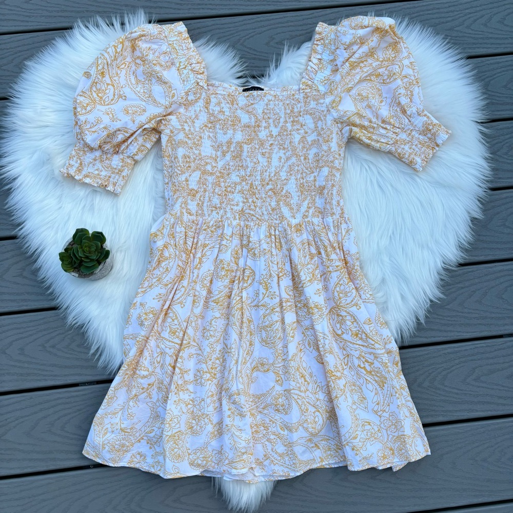 1. State Yellow Pattern Dress